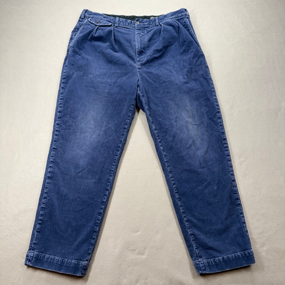 Polo Ralph Lauren Corduroy Pants Mens 36x29 Blue Relaxed Fit Pleated Chino